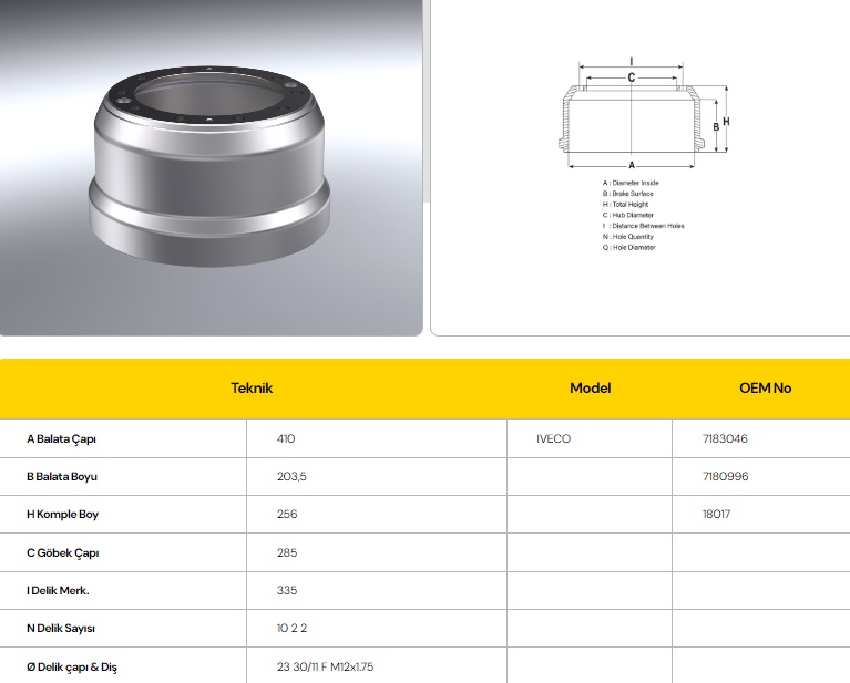 FREN KAMPANASI IVECO STRALIS MP190E24-27-30